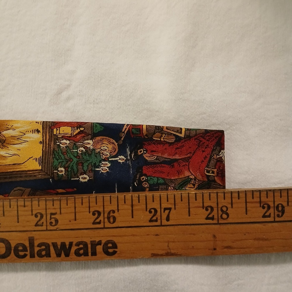 Robert Talbott For I Magnin Tie Mens One Size Blue Silk Santa Christmas Holiday - Picture 3 of 7